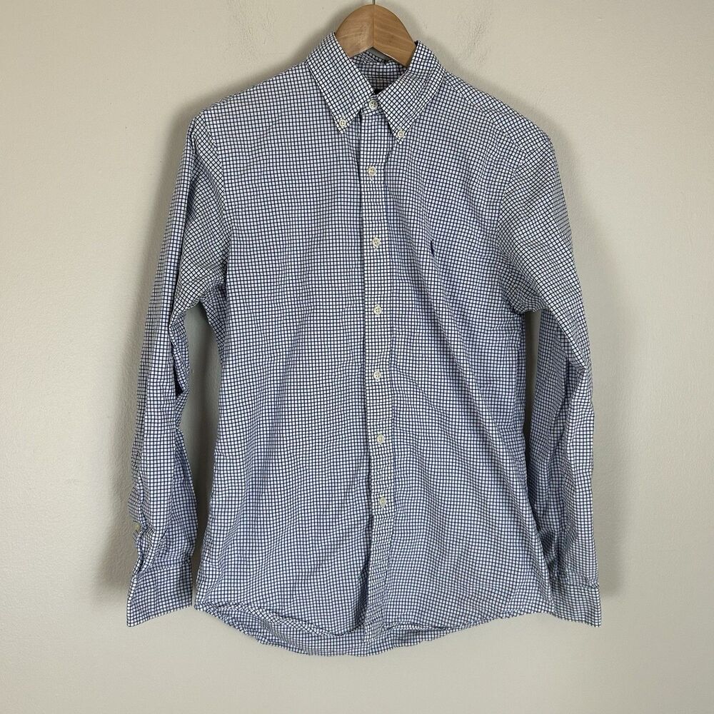 Ralph Lauren Mens Blue Check Gingham Button Down Long Sleeve Shirt Size S Pony
